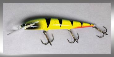 Karikko Wobbler, Länge: 13 cm, Farbe: Fire Tiger Black Head 58R, schwimmend, von Suomen Uistin The Finnish Lure Company (Jarmo Rapala)